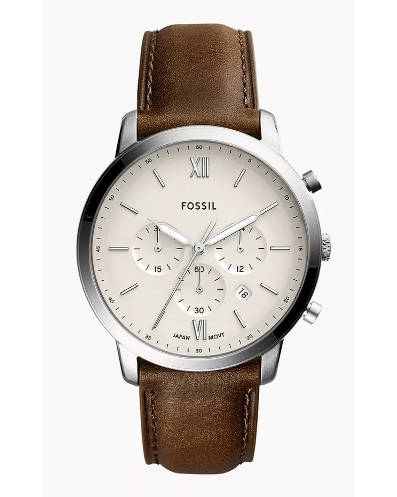 Fossil Herrenuhr Neutra Chronograph Leder Braun