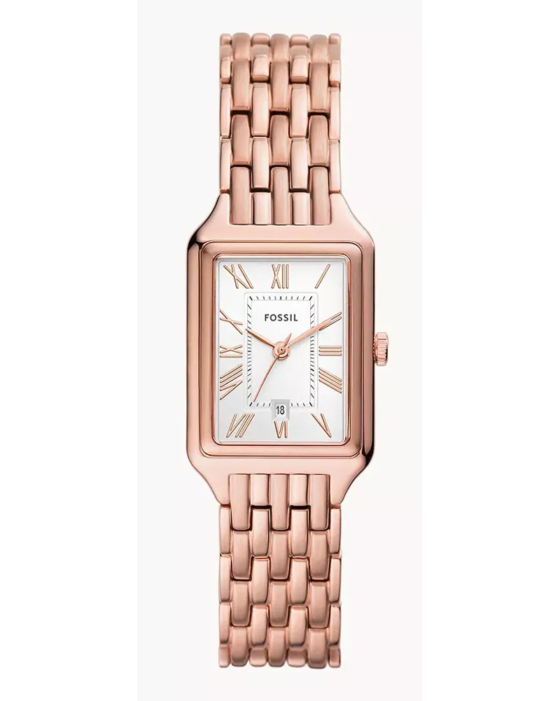 Fossil Uhr Raquel 3-Zeiger-Werk Datum Edelstahl farben Roségold