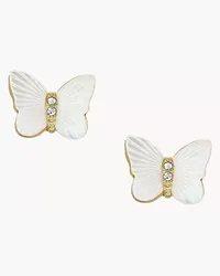 Fossil Ohrstecker Sutton Radiant Wings Butterfly Perlmutt weiß - Weißes Perlmutt Gold