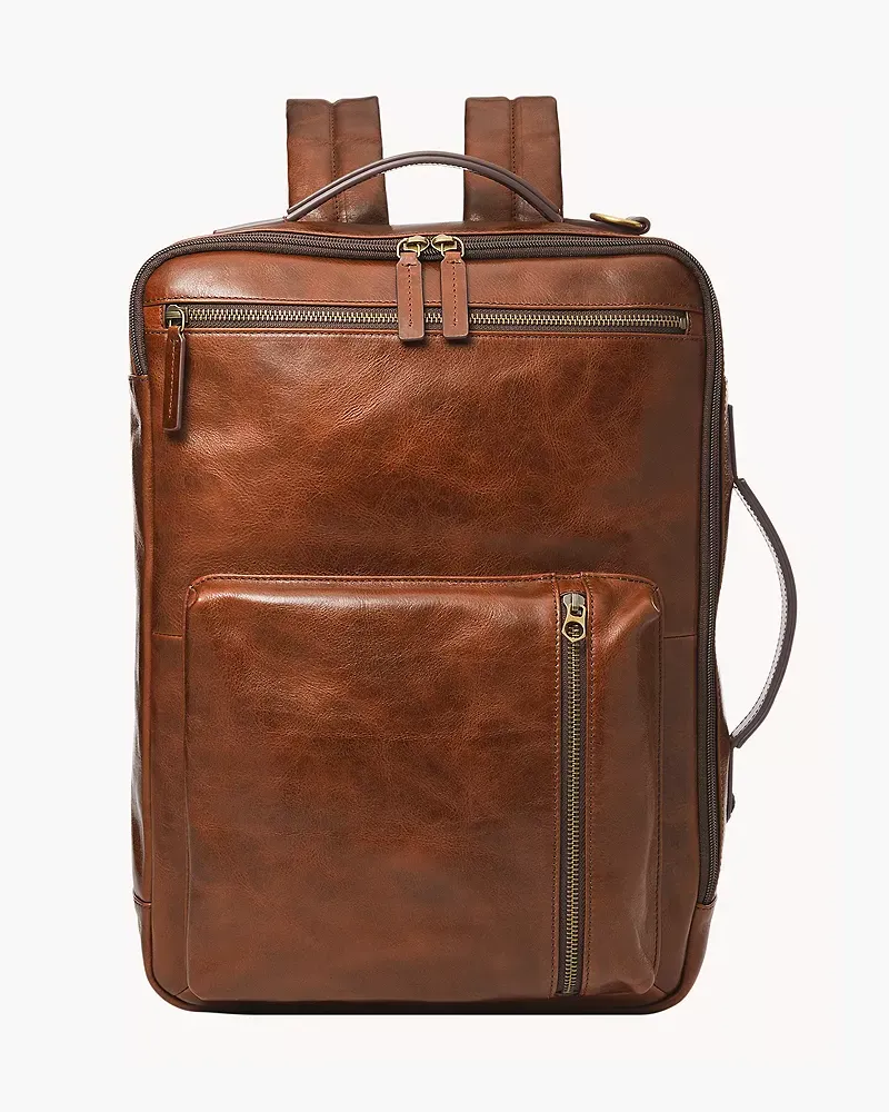 Fossil Convertible Backpack Buckner Leder Cognacfarben