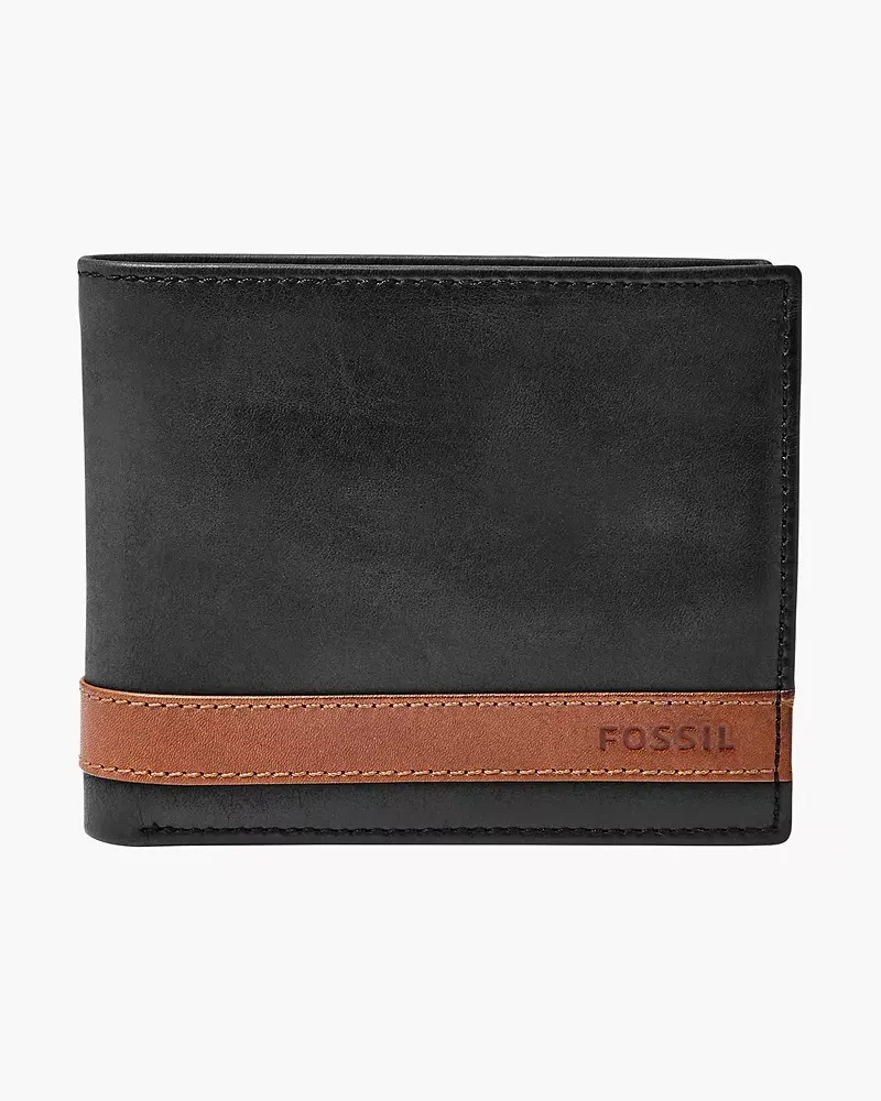 Fossil Bifold Quinn Münzfach groß Schwarz