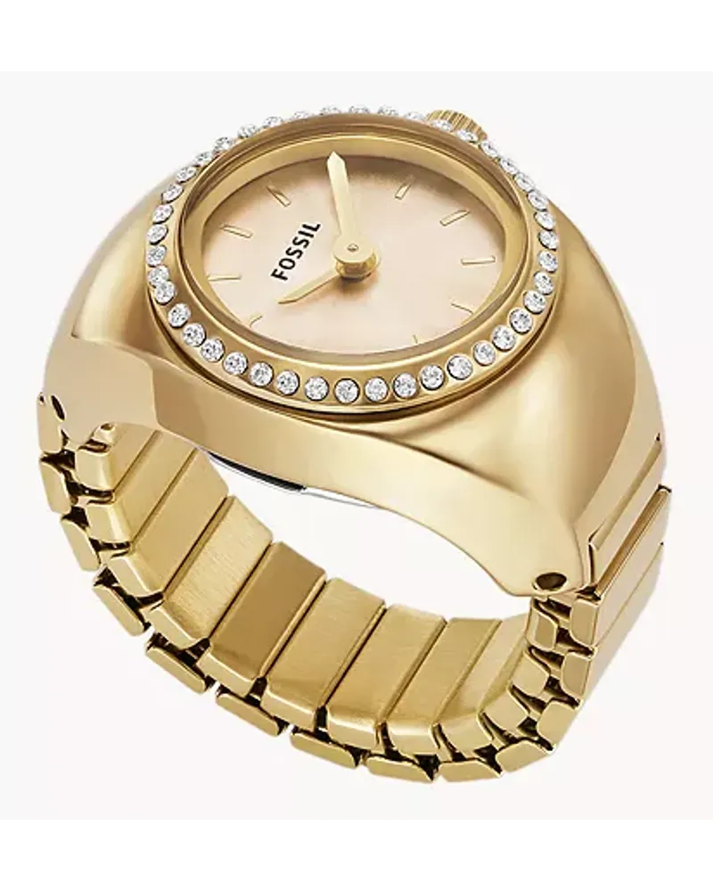 Fossil Ringuhr 2-Zeiger-Werk Edelstahl farben Gold