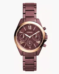 Fossil Damenuhr Modern Courier Midsize Chronograph Edelstahl Bordeaux Weinrot