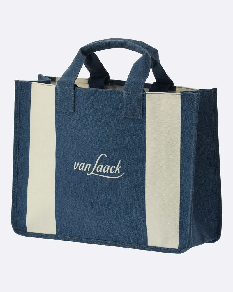 van Laack Tote Bag gestreift Blau