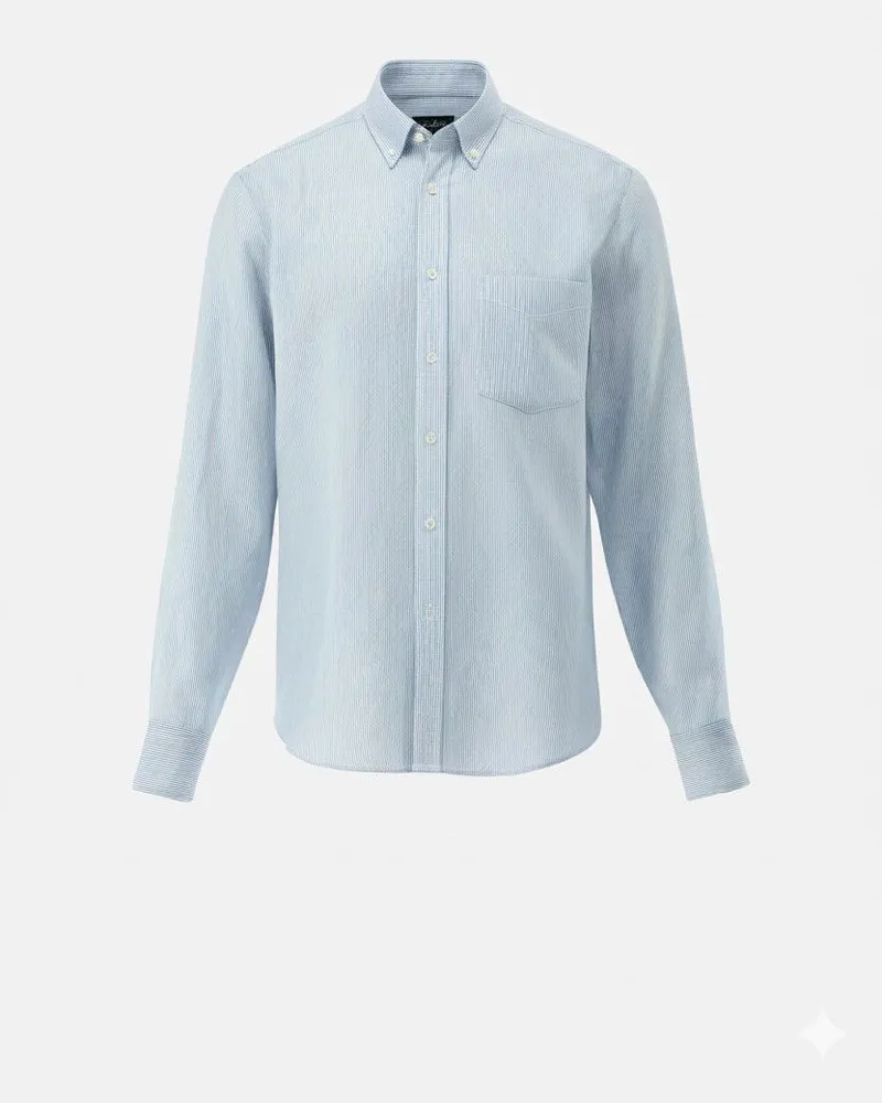 van Laack Leinenhemd mit Streifendruck Blau