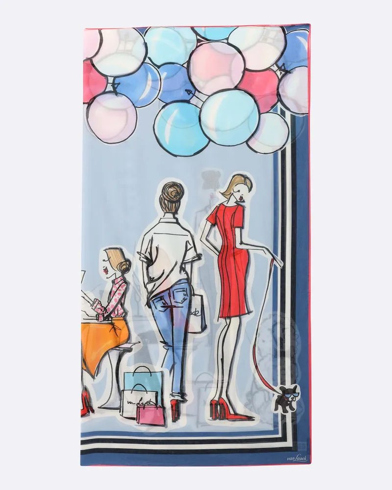 van Laack Tuch mit figurativem Druck Blau