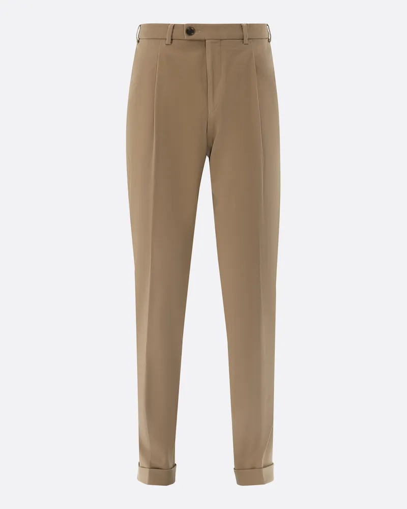 van Laack Chino mit Kaschmir und Bundfalten Beige