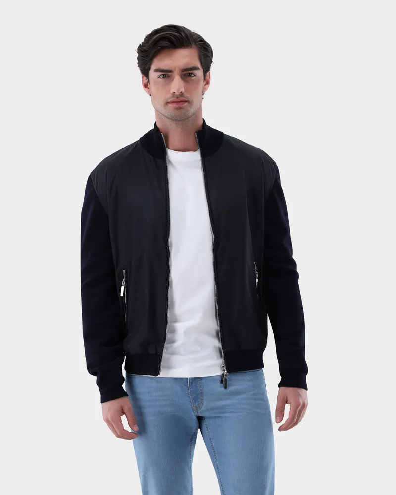 van Laack Hybrid-Strickjacke mit Baumwolle Blau