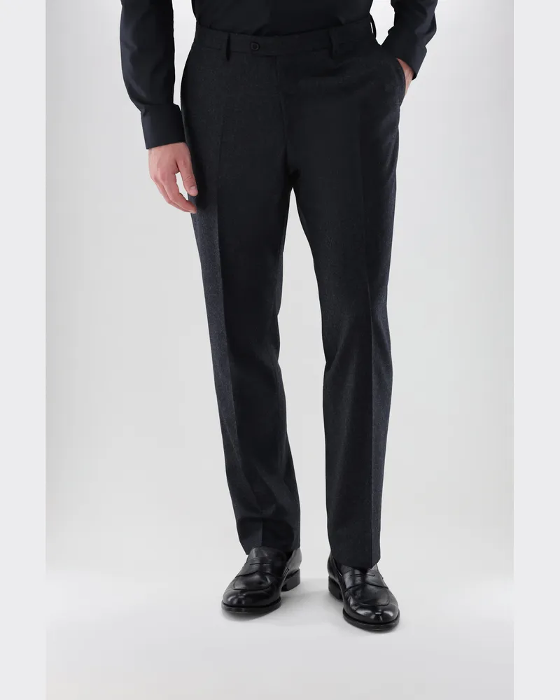 van Laack Hose aus Woll-Flanell mit Straight Leg Grau