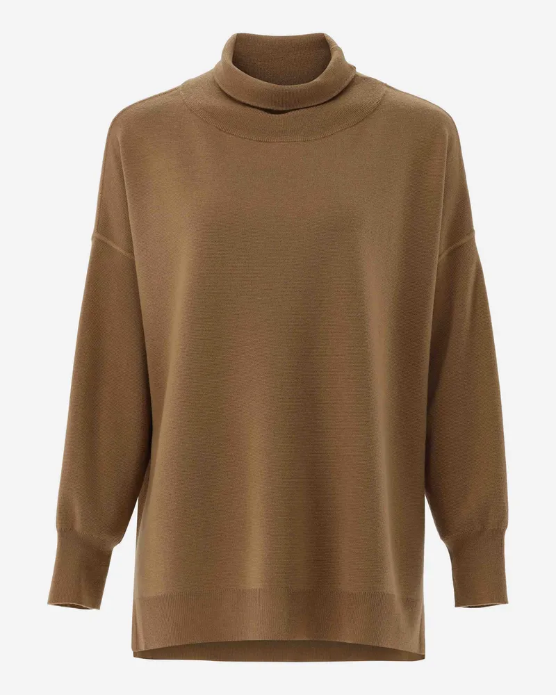 van Laack Oversized Rollkragenpullover aus Merinowolle Beige