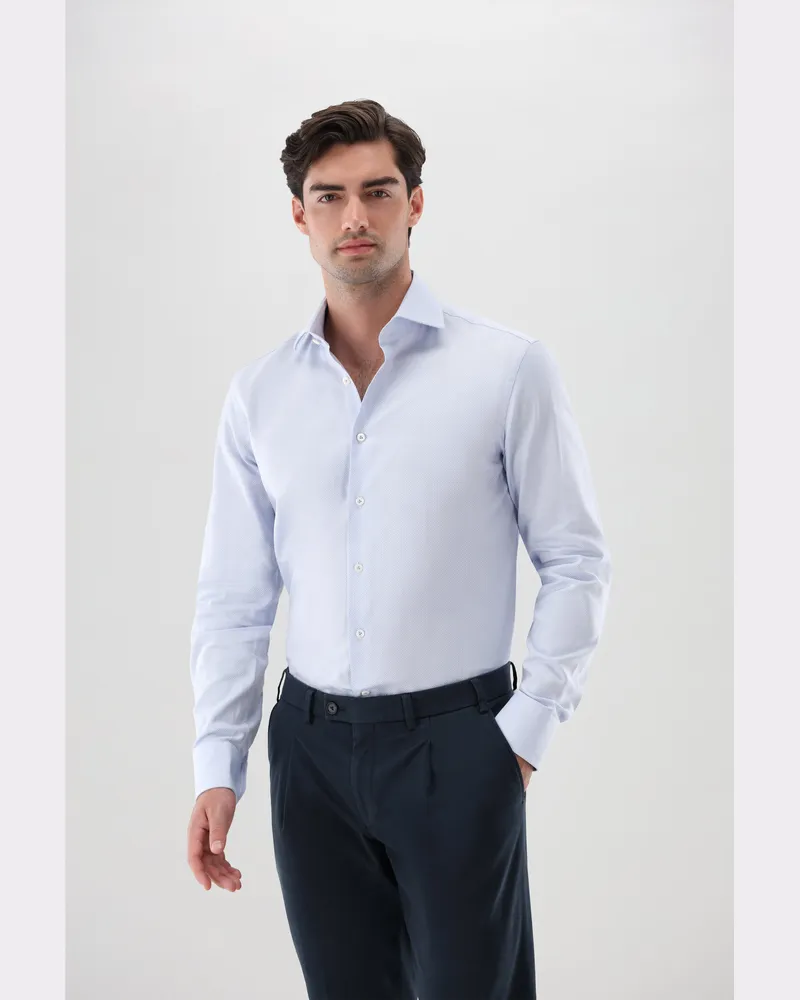 van Laack Businesshemd mit Dobby-Struktur Blau