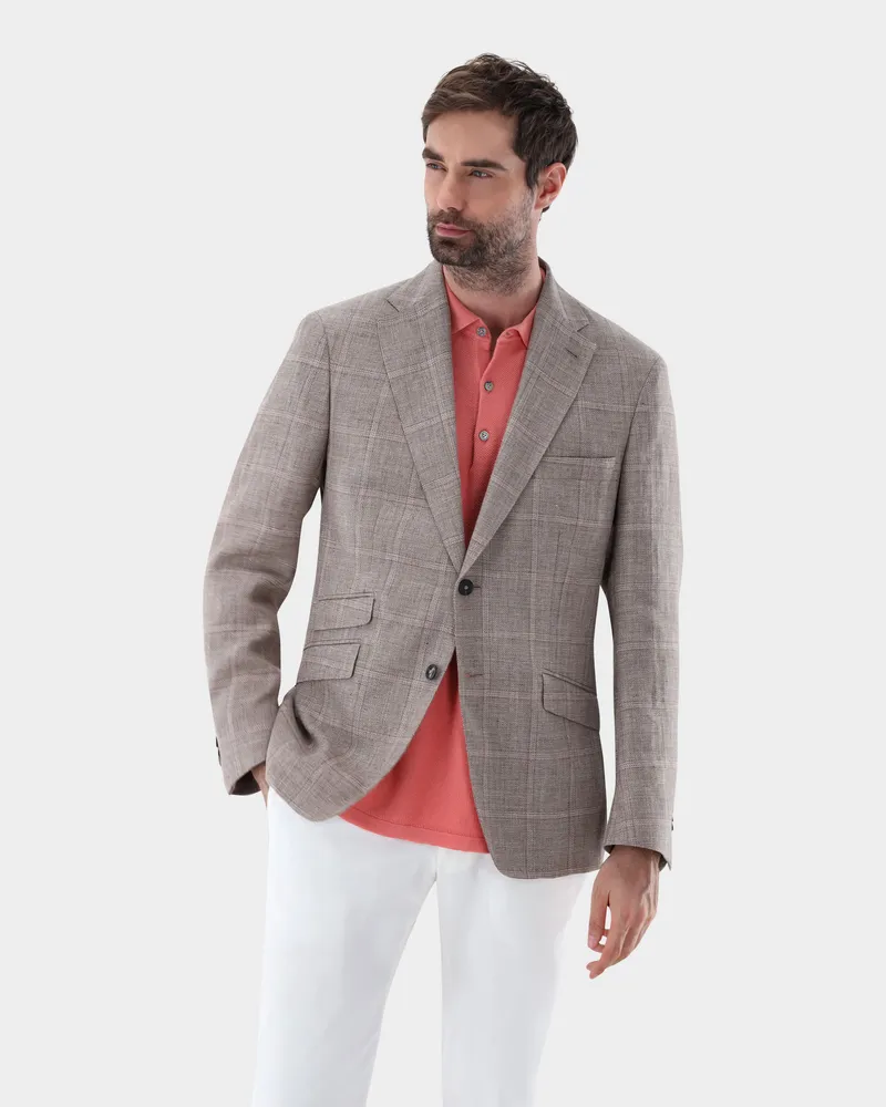 van Laack Sakko kariert und teilweise gefüttert Beige