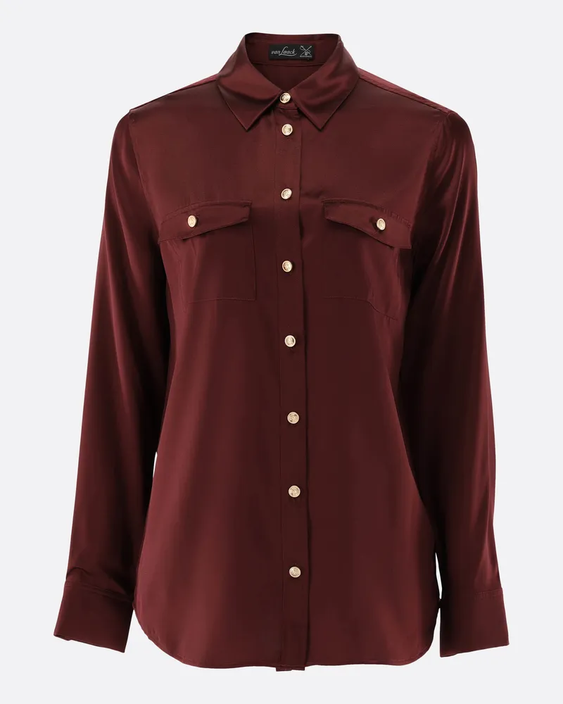 van Laack Taillierte Hemdbluse aus Seide mit Brusttaschen Rot