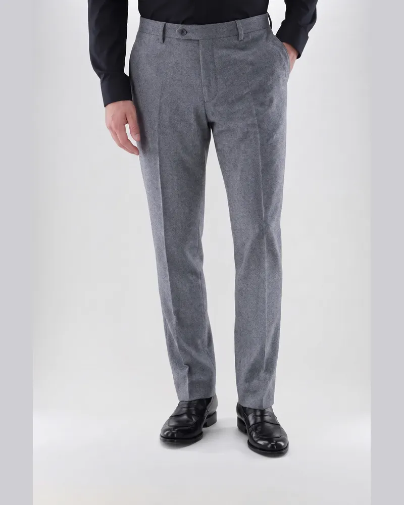 van Laack Hose aus Woll-Flanell mit Straight Leg Grau