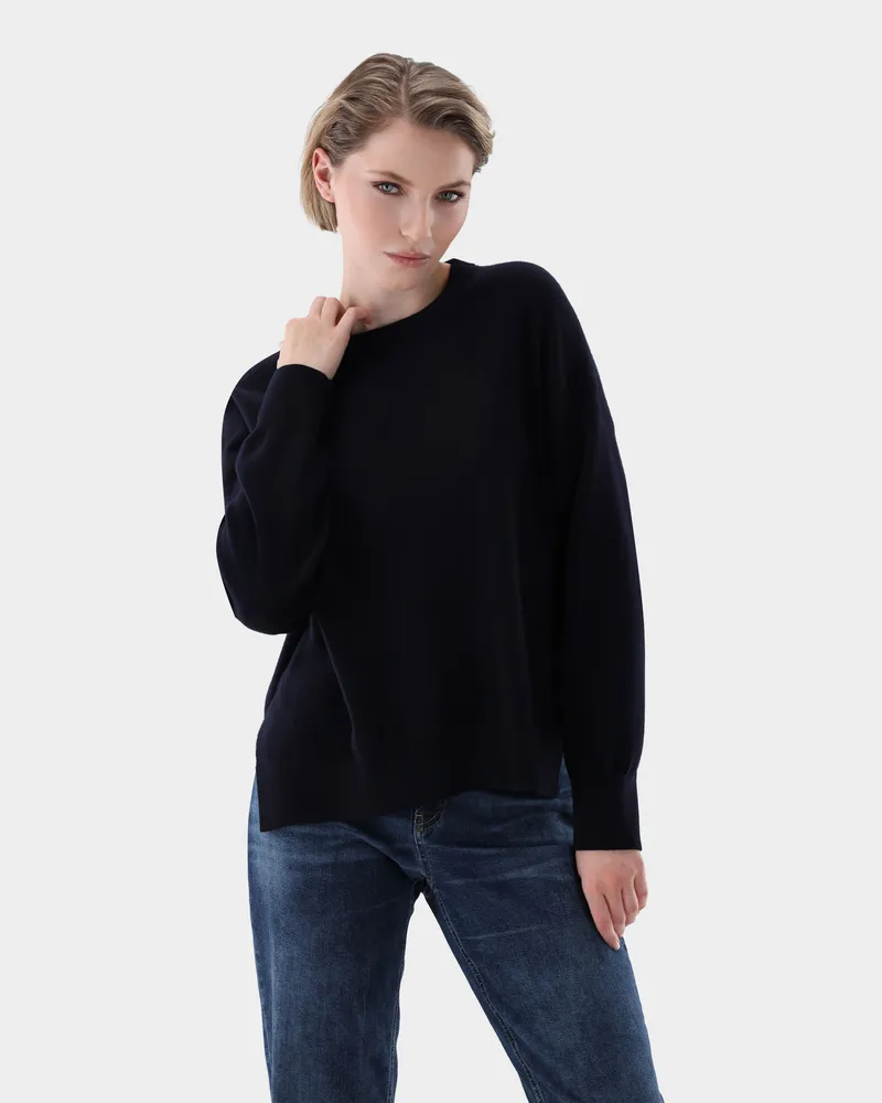 van Laack Sweatshirt mit Kaschmir Blau