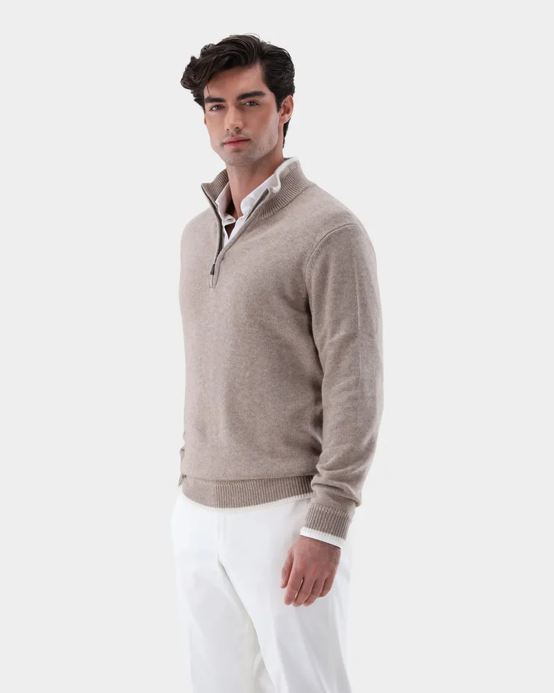 van Laack Troyer aus Kaschmir mit Farbdetail Beige