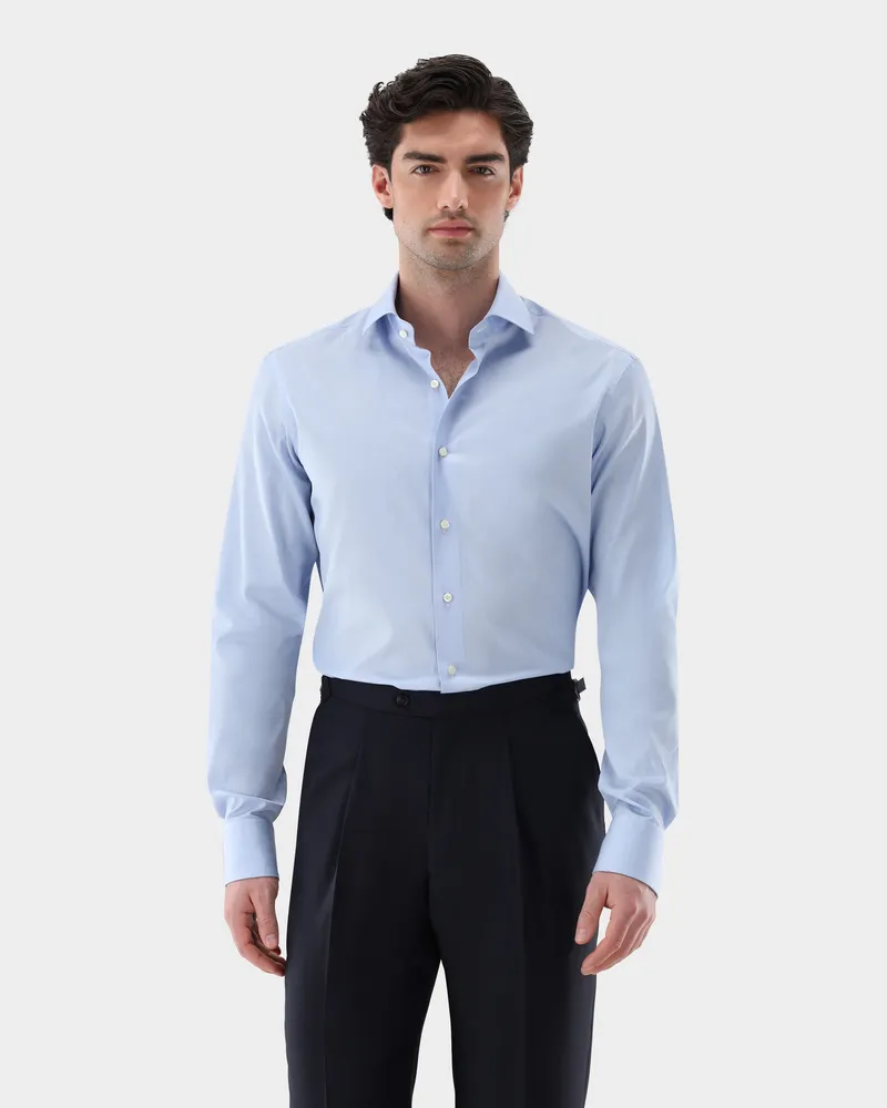 van Laack Hemd mit Extralangem Arm und mit Haifischkragen Blau