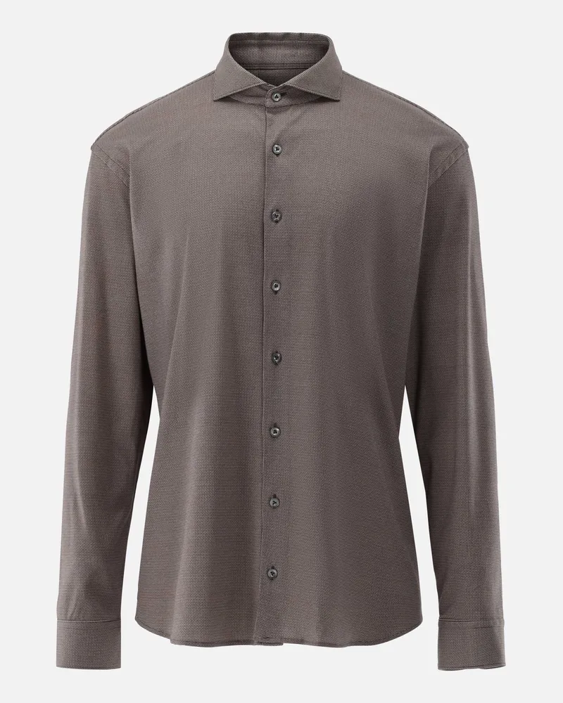 van Laack Bedrucktes Jerseyhemd aus Swiss Cotton Beige