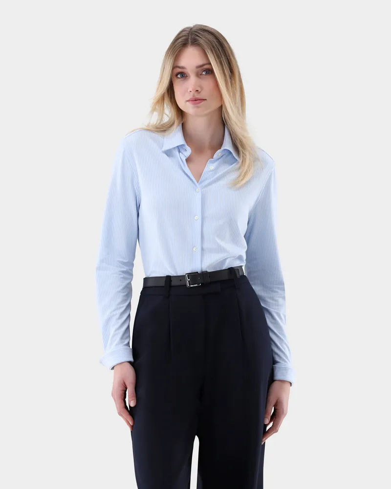 van Laack Bluse tailliert mit 4-Wege Stretch Blau