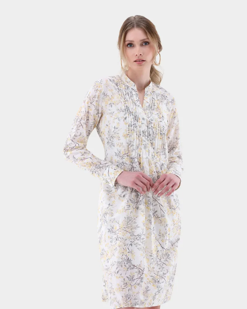 van Laack Kleid aus Baumwoll-Plumetis mit Blumenmuster Cremefarben