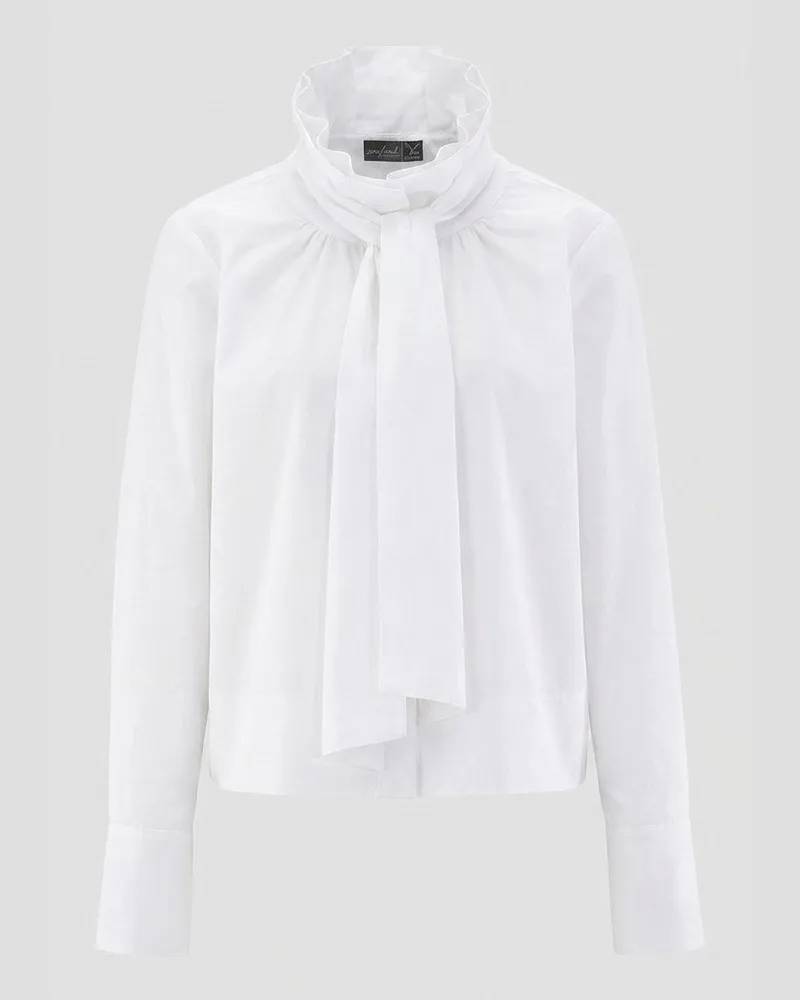 van Laack Cropped Stehkragenbluse mit Schluppe Weiß