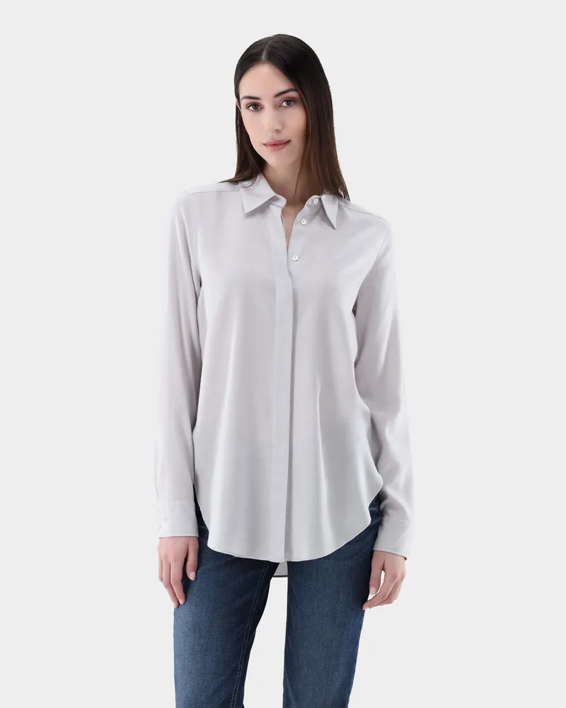 van Laack Locker geschnittene Flanellbluse Grau