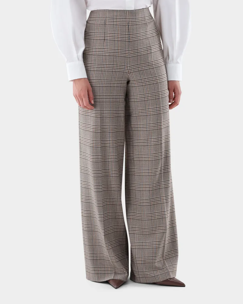 van Laack Karierte Hose mit Bügelfalte Beige