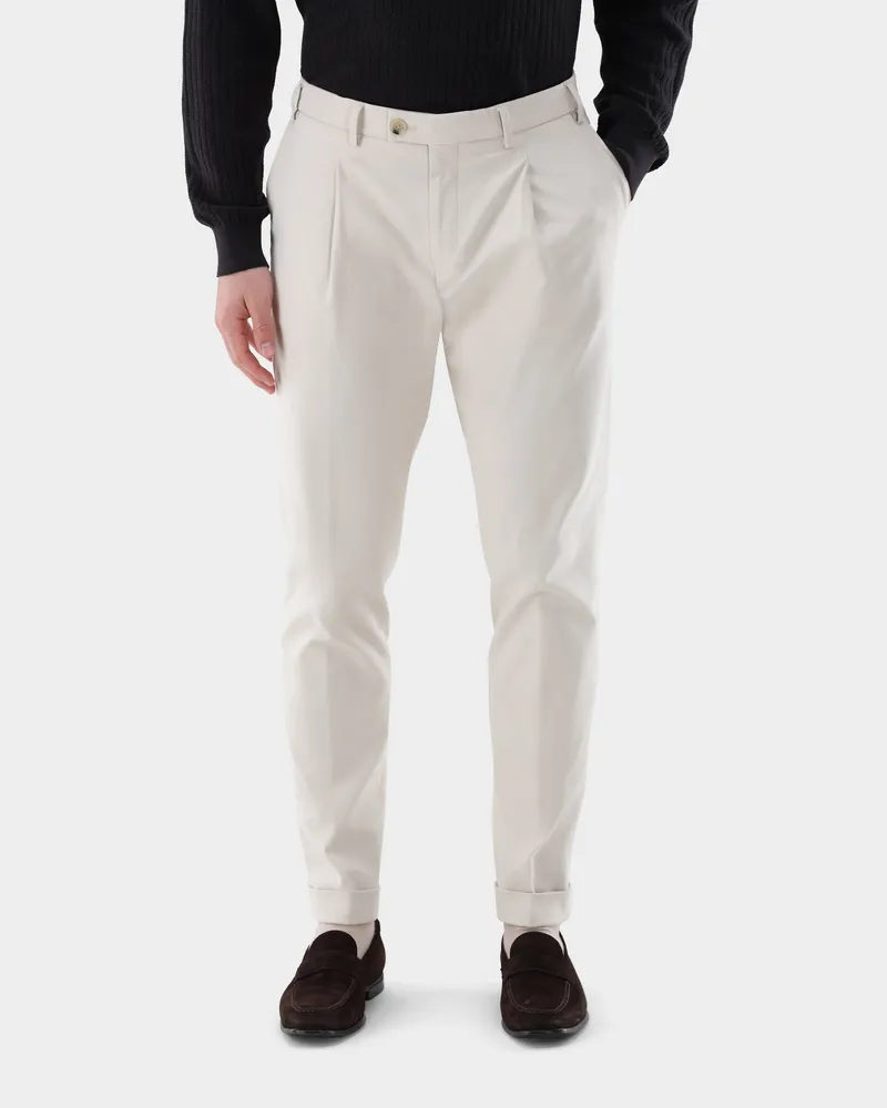 van Laack Chino mit Kaschmir und Bundfalten Beige