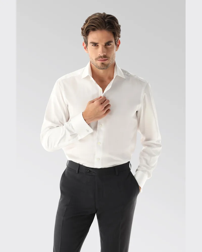 van Laack Businesshemd aus Baumwoll-Dobby Tailor Fit Weiß