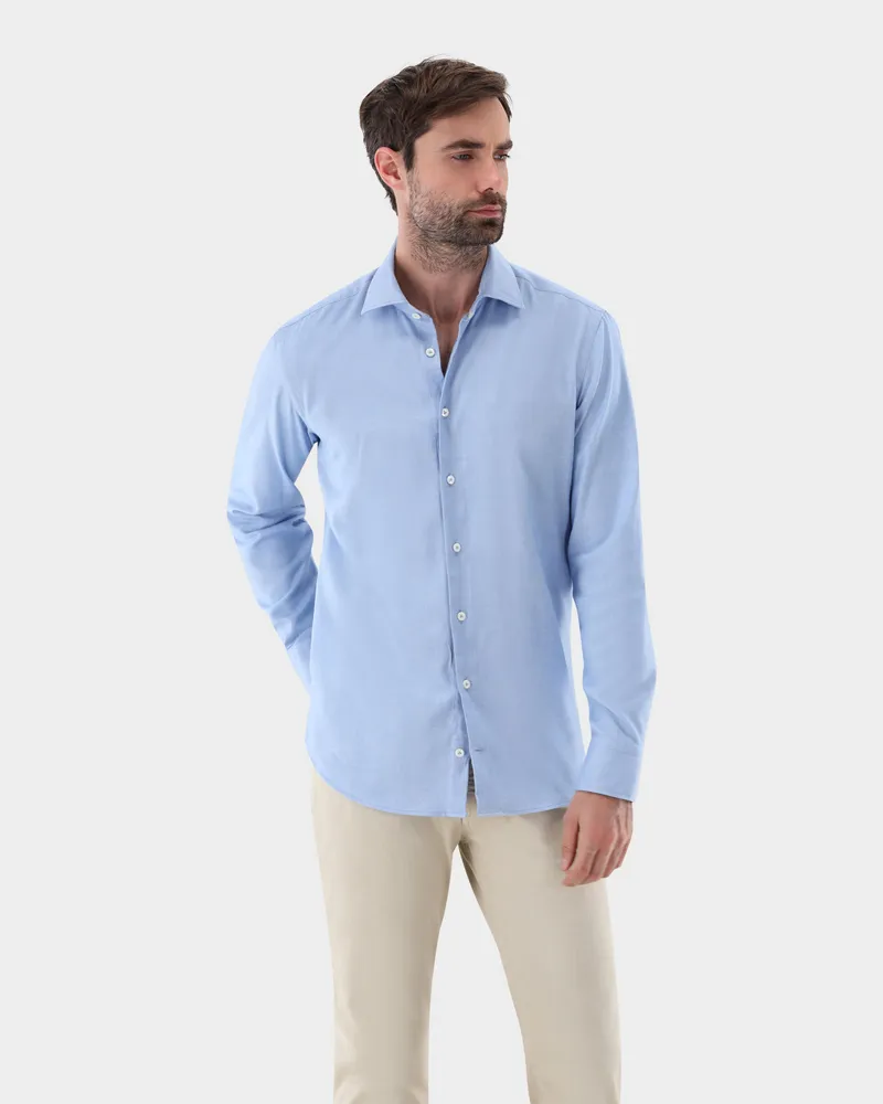 van Laack Weiches Flanellhemd Tailor Fit Blau