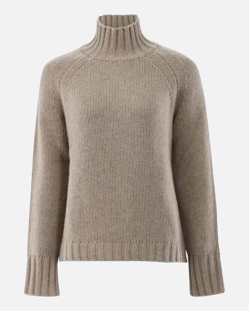 van Laack Stehkragenpullover mit Wolle und Kaschmir Beige