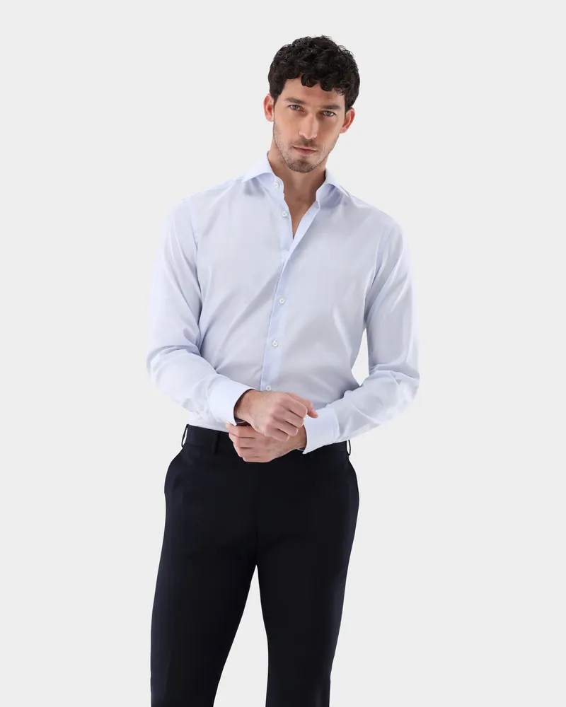 van Laack Bügelfreies Hemd mit Streifen Tailor Fit Blau