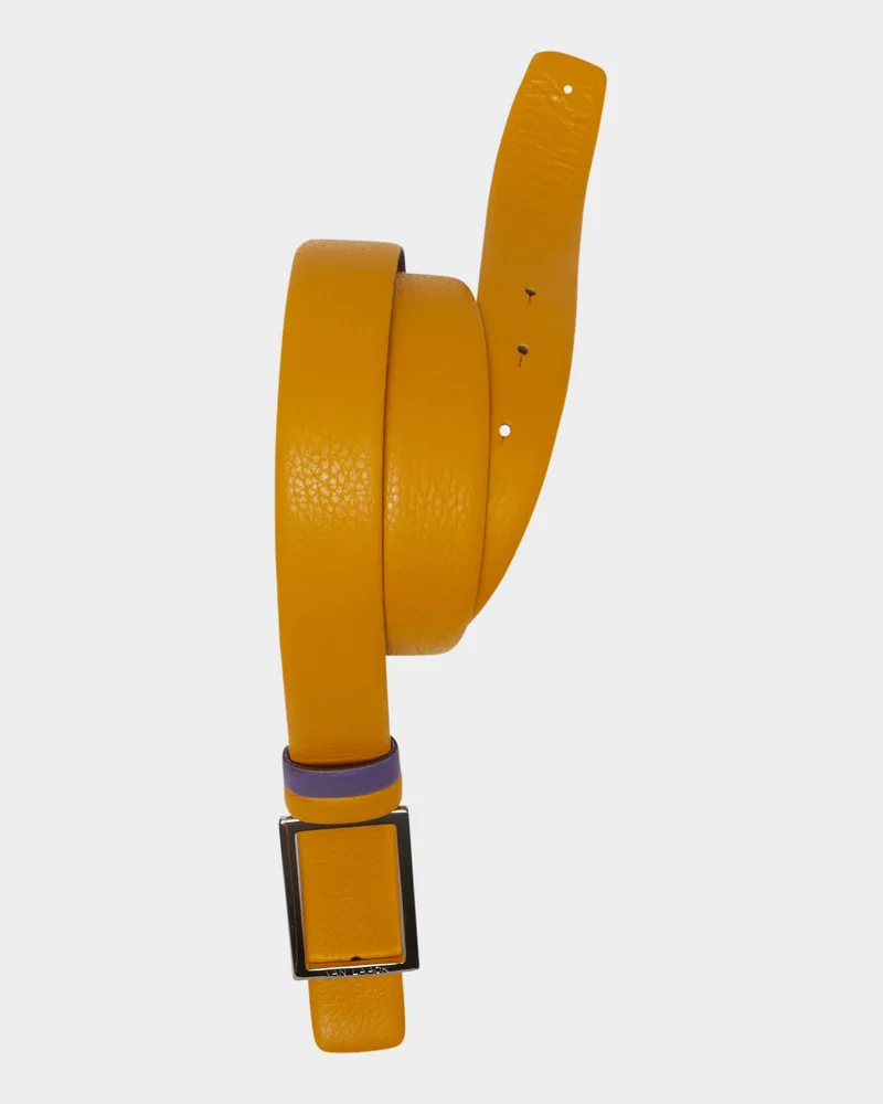 van Laack Ledergürtel mit Silberner Schließe Gelb