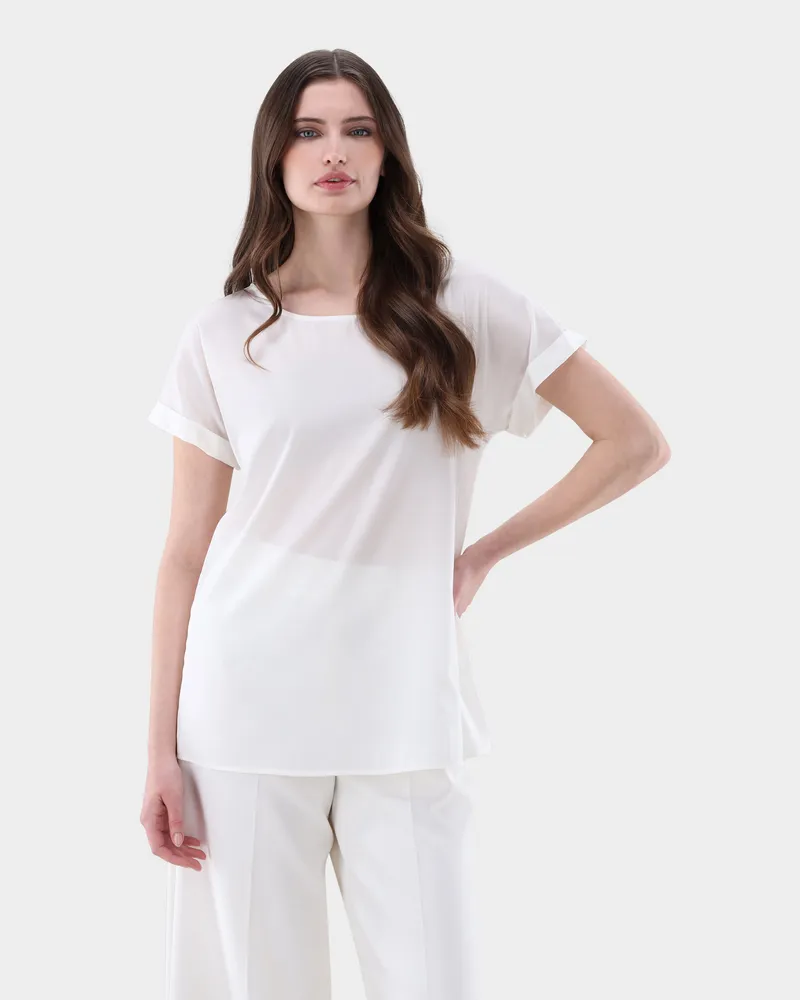 van Laack Blusentop aus Seide mit Stretch Cremefarben