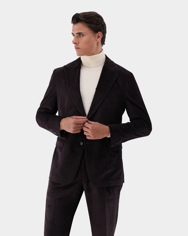 van Laack Sakko aus Cord mit Spitzfasson Beige