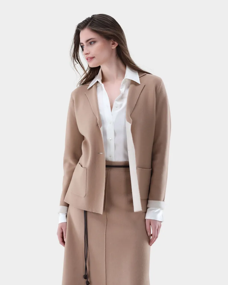 van Laack Blazer zweifarbig gestrickt Beige