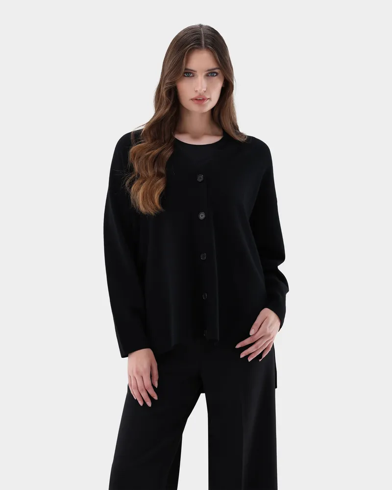 van Laack Cardigan oversized aus ultrafeiner Merinowolle Schwarz
