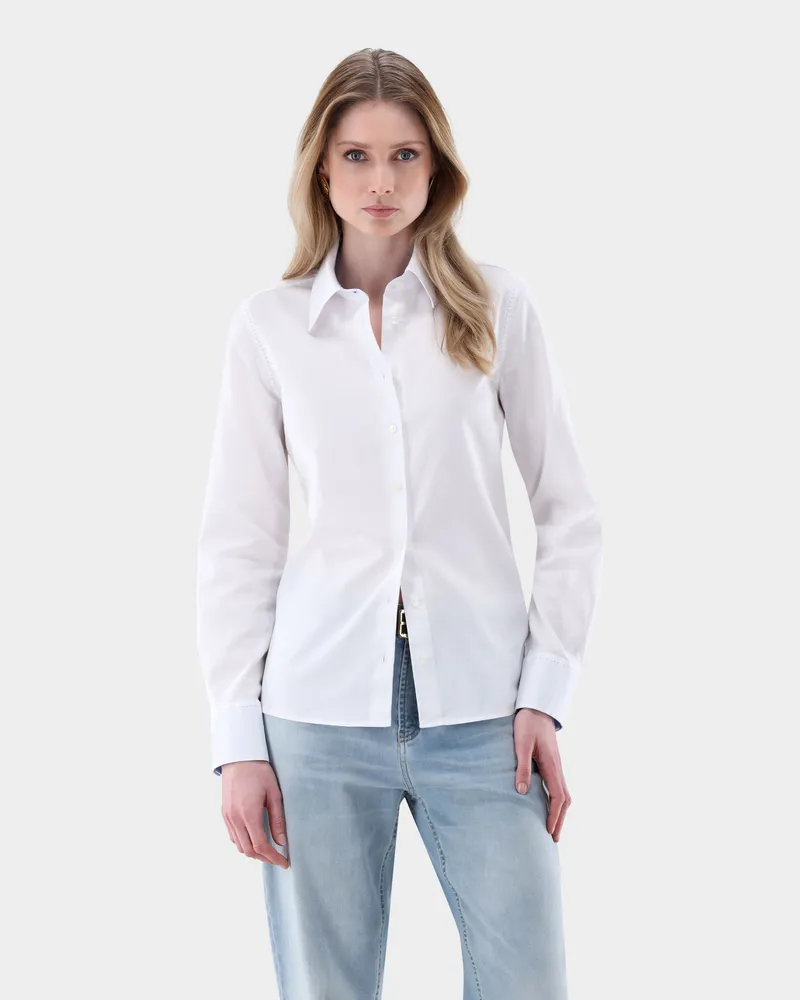 van Laack Hemdbluse tailliert mit Kontrastdetails Weiß