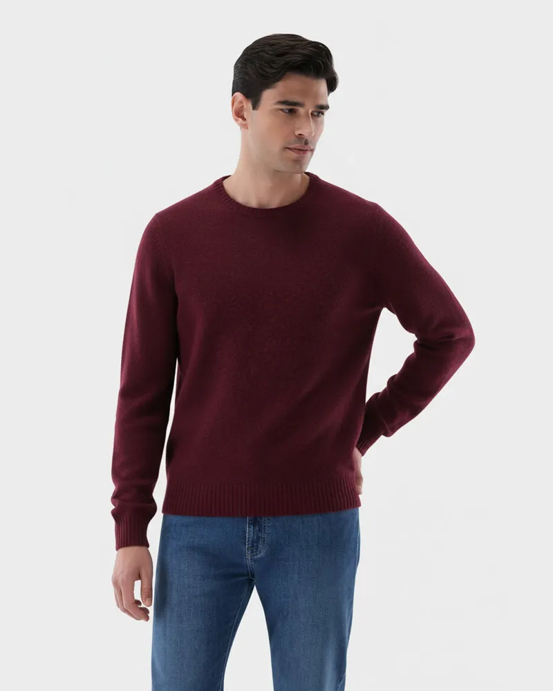 van Laack Rundhalspullover aus Kaschmir Rot