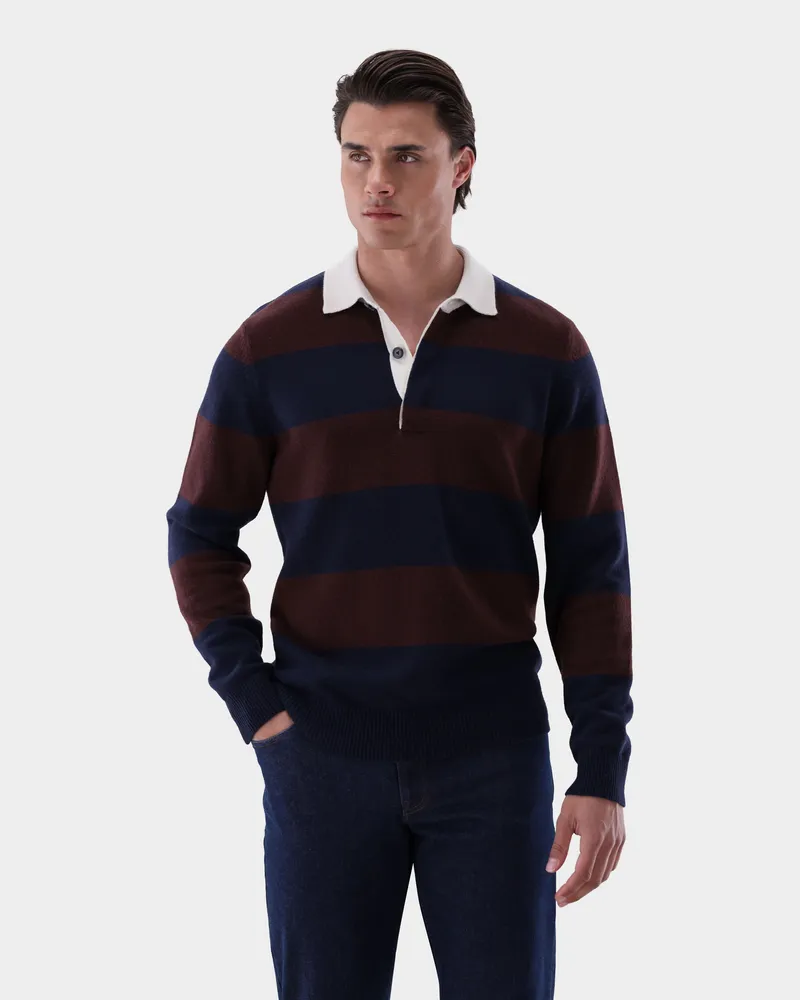 van Laack Rugbyshirt gestrickt mit Kaschmir Rot