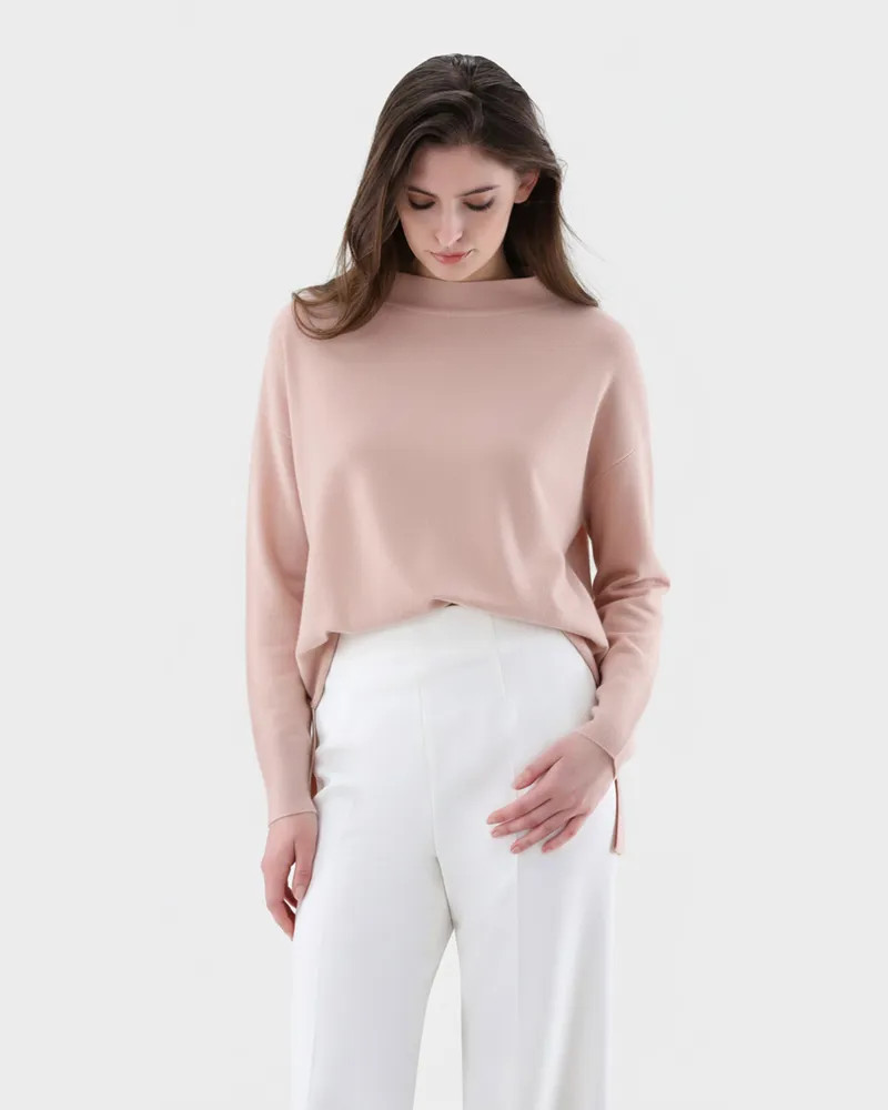 van Laack Stehkragenpullover loose fit Rot