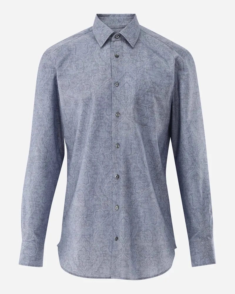 van Laack Hemd mit Paisly Druck Comfort Fit Blau