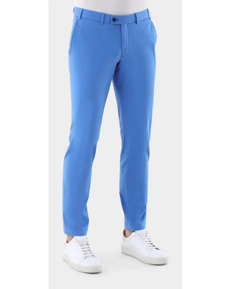 van Laack Schmal geschnittene Chino aus Baumwolle mit Stretch Blau