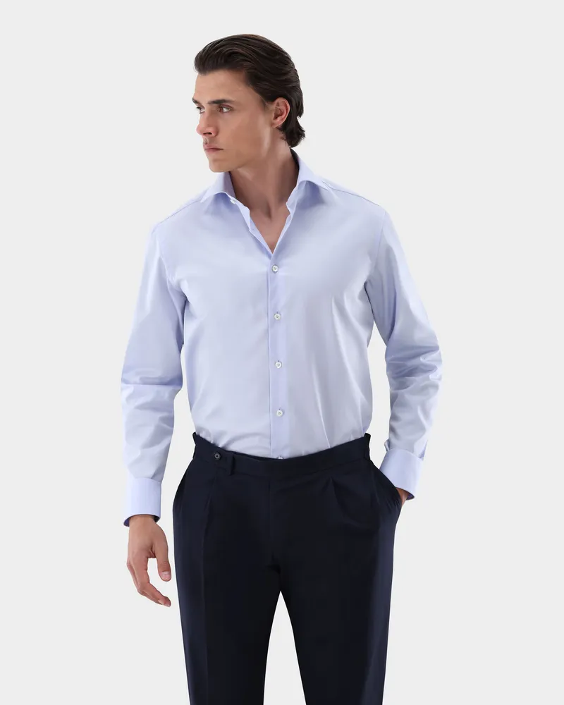 van Laack Bügelfreies Twill Hemd Tailor Fit Blau