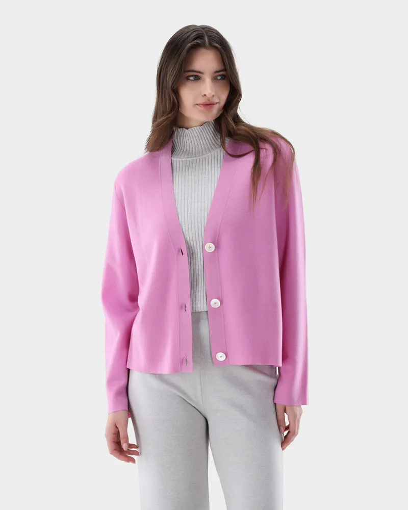van Laack Cardigan im Milano-Strick aus ultrafeiner Merinowolle Rot