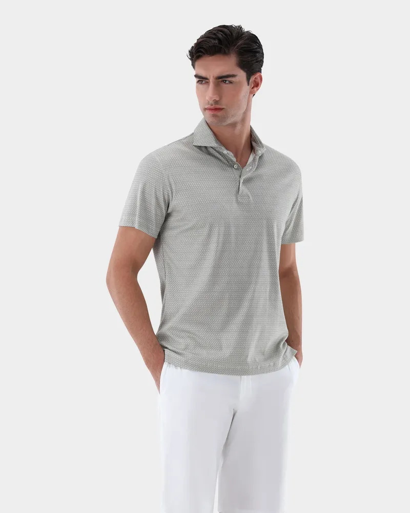 van Laack Jersey Poloshirt mit Signature-Print aus Schweizer Baumwolle Grün