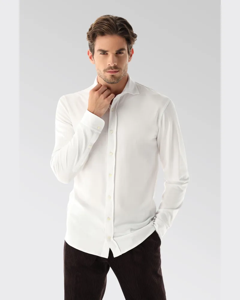 van Laack Jersey Shirt Urban Look Slim Fit Weiß