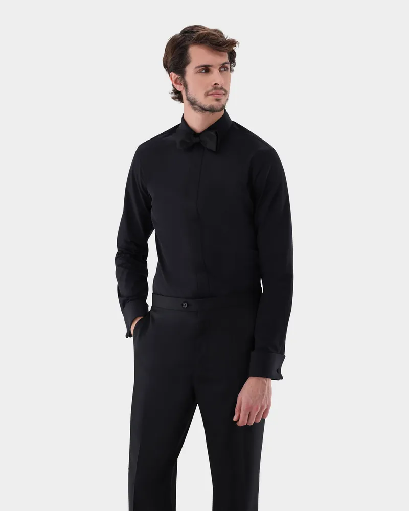 van Laack Smokinghemd mit Kentkragen Slim Fit Schwarz