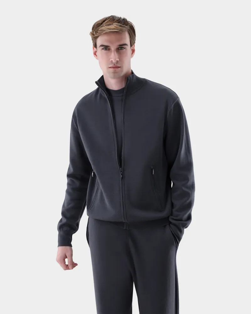 van Laack Strickjacke mit Seide Grau