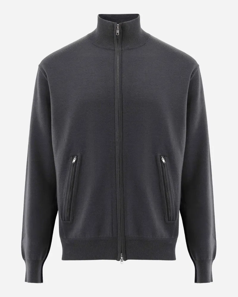 van Laack Strickjacke mit Seide Grau